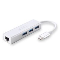 USB-C to Ethernet Adapter, USKY USB-C(Type C 3.1) to RJ45 Gigabit Ethernet Adapter with 3 Port USB Hub, for The New MacBook 2016, ChromeBook Pixel and More Type-C Devices