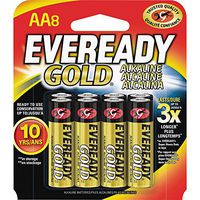 Energizer A91BP8 Alkaline Battery, Eveready Gold, AA, 8/PK
