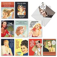 The Best Card Company - 10 Blank Funny Greeting Cards for Women (4 x 5.12 Inch) - Boxed All Occasion Assortment - Vintage Venom M6621OCB