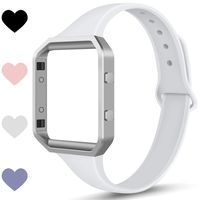 TreasureMax Compatible with Fitbit Blaze Bands for Women/Men,Soft Silicone Thin Narrow Replacement Slim Bands with Metal Frame for Fitbit Blaze.