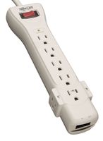 Tripp Lite 7 Outlet Surge Protector Power Strip, 6ft Cord, Right-Angle Plug, Fax/Modem Protection, RJ11, 50,000 Insurance (SUPER6TEL)