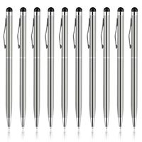 UROPHYLLA Stylus Pen, Stylus Pens for Touch Screens, 2 in 1 Capacitive Stylus Ballpoint Pen Stylus for iPad, Tablet, iPhone, Kindle, Samsung and Other Touch Screen Devices (Silver-10Pack)