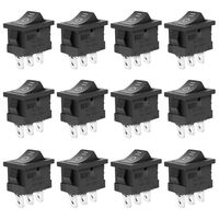 12 Pcs SPDT ON-Off-ON 3 Pin Snap Rocker Boat Switch Black AC 250V 6A 125V 10A for Car Auto Boat Household Appliances by MXRS
