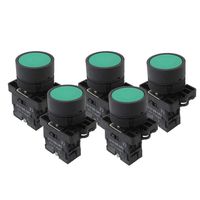 Nxtop Momentary On Off Reset Push Button Switch 1 NO N/O Green Mark Instant Button Switch, 600V, 10 Amps, ZB2-EA31, 5 x 22 mm 5PCS