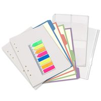 A5 6-Ring Binder/Planner Inserts and Accessories for Filofax, 100 Sheets Dotted Refill Paper, 4 Colorful Index Dividers, 2 Plastic Pouches, 160 Stickers