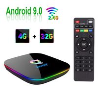 Sawpy Q Plus Android 9.0 tv Box 4GB RAM DDR3 + 32GB ROM H6 Quad core cortex-A53 Frequency up to 2GHz 4K&6K 2.4GHz WiFi USB 3.0 Smart TV Box (4GB+32GB)