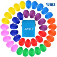 40 Pieces Plastic Egg Shakers Percussion Musical Egg Maracas with a Storage Bag for Toys Music Learning DIY Painting(8 Different Colors)