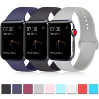 Pack 3 Compatible with Apple Watch Band 38mm 40mm 42mm 44mm, Soft Silicone Band Replacement for Apple iWatch Series 4, Series 3, Series 2, Series 1 (Navy Blue/Black/Gray, 42mm/44mm-M/L)