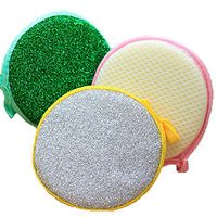 EUBUY 2pcs Double Side Round Shape Metallic Scrub Sponge Dish Pad Cleaner(2pcs)
