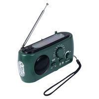 Emergency Radio with Solar and Crank Charger, 3 LED Flashlight Battery and USB Recharging FM/AM Radio 500mAh Power Bank Mobile Phone Charger for Recreational Camping Hiking Survival (Green)