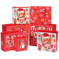 Kaxich Set of 12 Christmas Gift Bags with Handle Rope Xmas Paper Gift Bags, 4 Large, 4 Medium, 4 Small