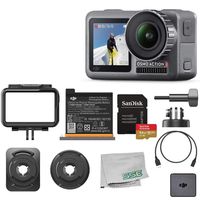 DJI 2019 Osmo Action with Dual Touch Display 4K HDR Waterproof Camera with Sandisk 64GB Memory Card Essential Bundle