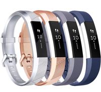 Tobfit Compatible with Alta Bands, 4 Pack, Soft TPU Classic Accessories Replacement Bands Compatible with Alta HR/Ace, Small Large (Small, Blue/Rose Gold/Silver/Gray)