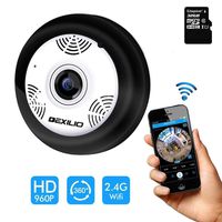 360° Panoramic Wireless WiFi IP Camera, DEXILIO Home Security Surveillance Camera with Fisheye Lens/Night Vision/Motion Detection/Cloud Storge,Watching Room Without Blind Area,Include 32GB Card