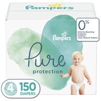 Diapers Size 4, 150 Count - Pampers Pure Protection Disposable Baby Diapers, Hypoallergenic and Unscented Protection, ONE MONTH SUPPLY
