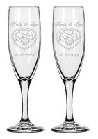 Gifts Infinity Engraved Wedding Interlock Hearts Champagne Flutes Set of 2 Personalized Toasting Glasses (Heart With Hands)