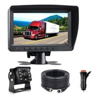 Wired AHD Backup Camera Monitor Kit for Truck/Semi-Trailer/Box Truck/RV/Camper/Bus/Van/Farm Mach/Motorhome/5th Wheel, HD 7Inch Digital TFT Monitor + 960P Mini Camera, Powered by Cigarette Lighter
