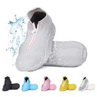 DREAMUS Reusable Silicone Waterproof Shoe Covers, Silicone Shoe Covers with Zipper No-Slip Silicone Rubber Shoe Cover for Kids,Men and Women (Gray, S)