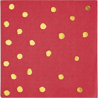 Classic Red and Gold Foil Dot Beverage Napkins, 48 ct