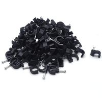 Antrader Nail in Cable Clips, Ethernet Cable Nails Tacks Clips 8mm for RG6 Cat6 Cable Management, Black, 100pcs