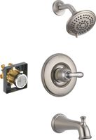 Delta Faucet Linden 14 Series Single-Function Tub and Shower Trim Kit with 5-Spray Touch-Clean Shower Head, Stainless T14494-SS (Valve Included)