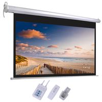 92" 16:9 Electric Motorized Projector Screen with Remote Control for Home Theater Outdoor Indoor Using - Matte White