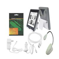 iShoppingdeals - for Amazon Kindle Paperwhite TPU Rubber Cover Case Smoke + Car Wall/Home AC Charger + USB Data Sync Cable + Multi Angle View Stand + Reading Book Light + Anti Glare Matte Screen Protector