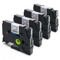 9mm TZe Tape TZe-221 TZ221 Compatible Brother PTouch Laminated Black on White Label Maker Tape for Brother P-Touch PT-H110 PT-D210 PT-1280 PTD-400AD Cube PT-P700, 4PK