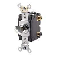 Leviton 1222-2KL 20 Amp, 120/277 Volt, Key Locking, Double-Pole, AC Quiet Switch, Extra Heavy Duty Grade, Chrome
