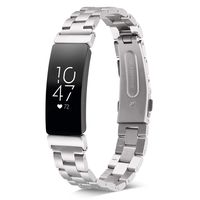 Shangpule Compatible for Fitbit Inspire & Inspire HR Bands, Stainless Steel Metal Replacement Strap Bracelet Wrist Band Accessories for Fitbit Inspire Women Man Large Small (Silver)
