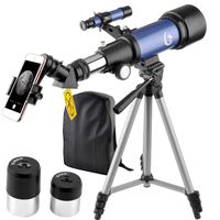 Telescope 70mm Apeture 400mm AZ Refractor Scope Blue- Travel Scope for Kids and Beginners with Backpack, Tripod and Smartphone Adapter to View Moon and Planet (Blue)