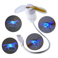 UK BONITOYS USB LED Fans,Flexible Neck Mini Fan with Dynamic Running Horse Patterns Suitable for Laptop Computer White,1 Year Warranty