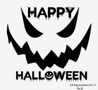 UR Impressions Blk 6.5in. Happy Halloween Spooky Face Decal Vinyl Sticker Graphics for Cars Trucks SUV Vans Walls Windows Laptop Tablet|Black|6.5 X 5.5 inch|JJURI023