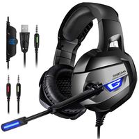 PS4 Gaming Headset - ONIKUMA Gaming Headset with 7.1 Surround Sound, Xbox One Headset with Noise Canceling Mic LED Light, Over-Ear Headphones for PS4, Xbox One, PC, Mac, Laptop, Nintendo Switch