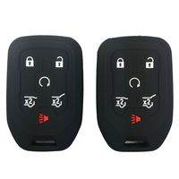 2Pcs Coolbestda Silicone Smart Key Fob Cover Case Remote Skin Keyless Jacket Holder Protector for 2015 2016 Chevrolet Suburban Tahoe GMC Yukon 6 Buttons Black
