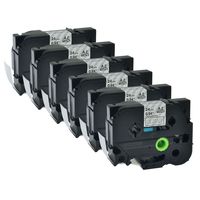 GREENCYCLE 6 PK White on Clear Label Tape Laminated Compatible for Brother P-Touch TZ TZe 155 TZe-155 TZ-155 TZe155 24mm x 8m 1" x26.2' PT-P750W PT-E500 PT-9600 PT-E550W PT-2730VP Labeling Maker