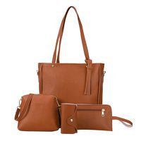 FANGTION Woman Bag 2020 Four-Piece Shoulder Bag Messenger Bag Wallet Handbag (Brown)