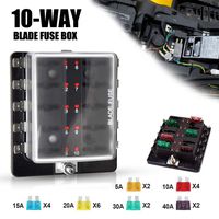 Liteway 10-Way Blade Fuse Box 12-32V LED Illuminated Automotive Fuse Block for Car Boat Marine Trike with LED Warning Light Kit, 1 Year Warranty