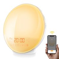 AMIR Wake-Up Light, Smart Sunrise Alarm Clock, 7 Colors Mood Atmosphere Lamp, Bedside Night Light, Digital Clock, FM Radio, 7 Natural Sounds, Dual Alarms, Sunrise Sunset Simulation for Bedroom