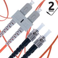 SC to ST Fiber Patch Cable Multimode Duplex - 2m (6.56ft) - 62.5/125um OM1 (2 Pack) - Beyondtech PureOptics Cable Series
