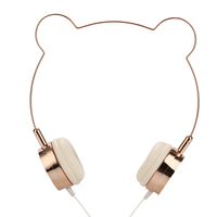 SOMOTOR Wired Panda Headphone, Bear Ear, Cute and Fashionable Style Rose Gold, for Girls