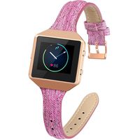 YiJYi Slim Woven Leather Bands Compatible with Fitbit Blaze,Chic Canvas Fabric Band Plus Soft Leather Lining Replacement Strap Wristband (Sakura Purple/Rose Gold Frame)