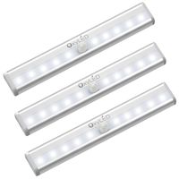 OxyLED Motion Sensor Closet Lights, Cordless Under Cabinet Lightening, Wireless Stick-on Anywhere Battery Operated 10 LED Night Light Bar, Safe Lights for Closet Cabinet Wardrobe Stairs, 3 Pack