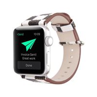 WonderKathy Classic Black White Stylish Plaid Pattern Leather Compatible for Apple Watch Band Strap,Water Resistant Durable Soft PU Leather Wrist for iWatch Series 3 2 1 Sport & Edition 42mm