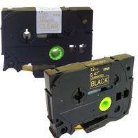 NEOUZA 2PK Compatible for Brother P-Touch Laminated TZe TZ 134 334 Label Tape Cartridge 12mm x 8m (Gold on Black Gold on Clear)