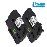 Label Tape 12mm 0.47 Inch Laminated White Tapes Compatible with Brother P-Touch PT-D210 PT-1880 PT-1890 Label Maker, 2-Pack