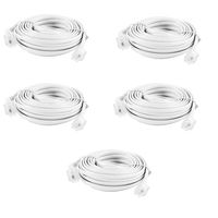 Yohii 5Pcs 6M 20ft Telephone Cord Telephone Cable Wire with Standard RJ11 Plugs for Landline Telephone, White