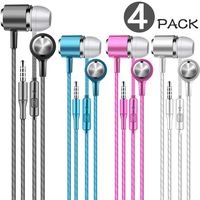 Earbuds with Microphone 4 Pack Stereo Bass in Ear Earphones with Mic Noise Isolating Ear Buds Headphones for iPad iPhone iPod Chromebook Computer with Storage Case (Black+White+Blue+Pink)