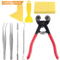 Keadic 8 Pieces Mosaic Making Supplies Tools Set, Including Scrapers, Tweezers, Double-Ended Hook, Spatula, Sponge and Glass Tile Nippers Perfect for for Beginning Mosaic Enthusiasts