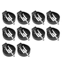 uxcell 10 Pcs CR2450 Horizontal Coin Button Battery Holder Black Container Case